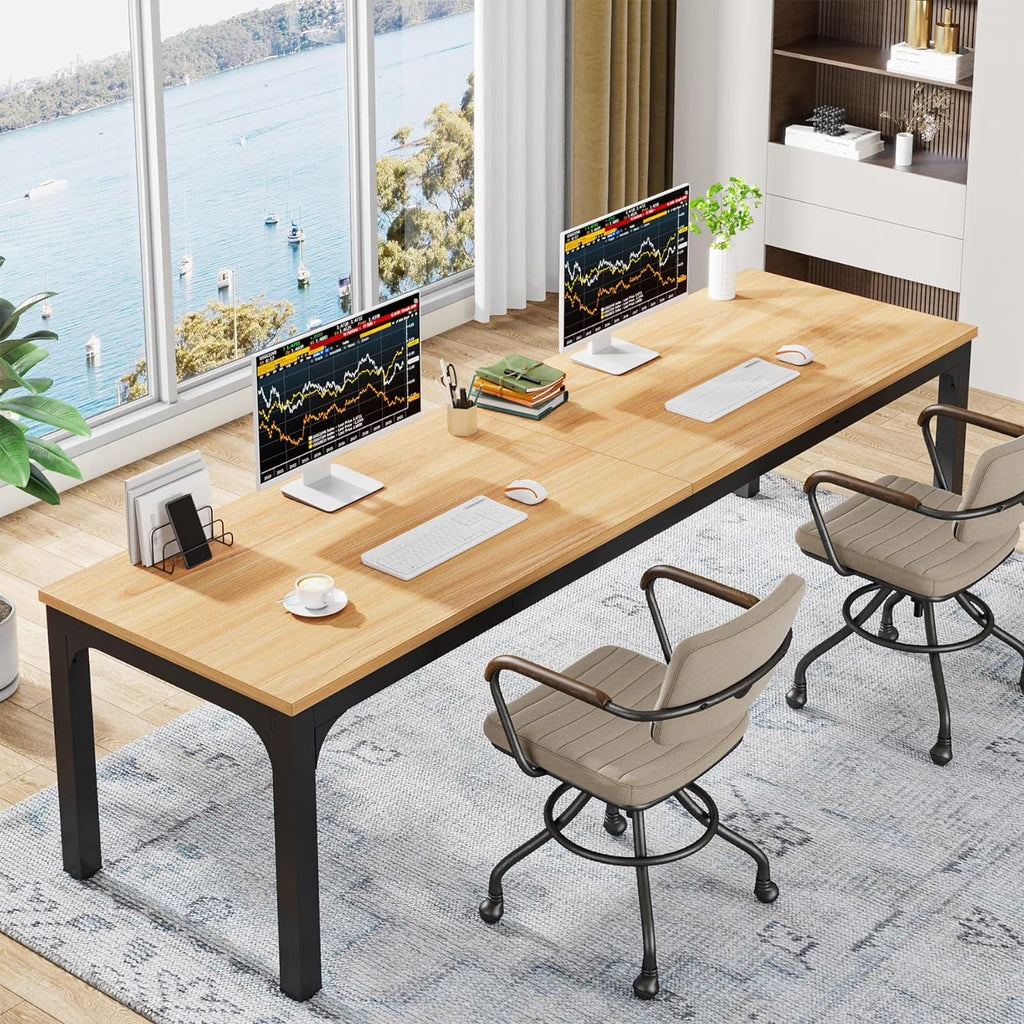 78.7 inches Extra Long Double Office Writing Desk with Adjustable Foot Pads Q6018