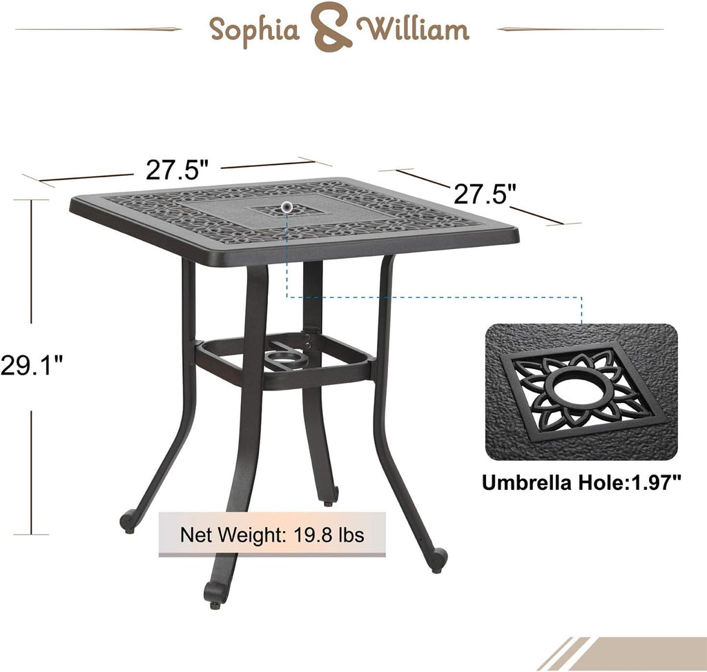 Cast Aluminum Bistro Bar Table with Umbrella Hole O3192