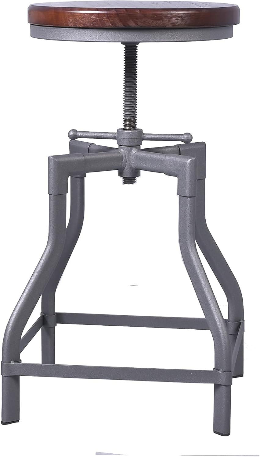 Set of 2 Metal and Wood Top Adjustable Bar Stool J3384