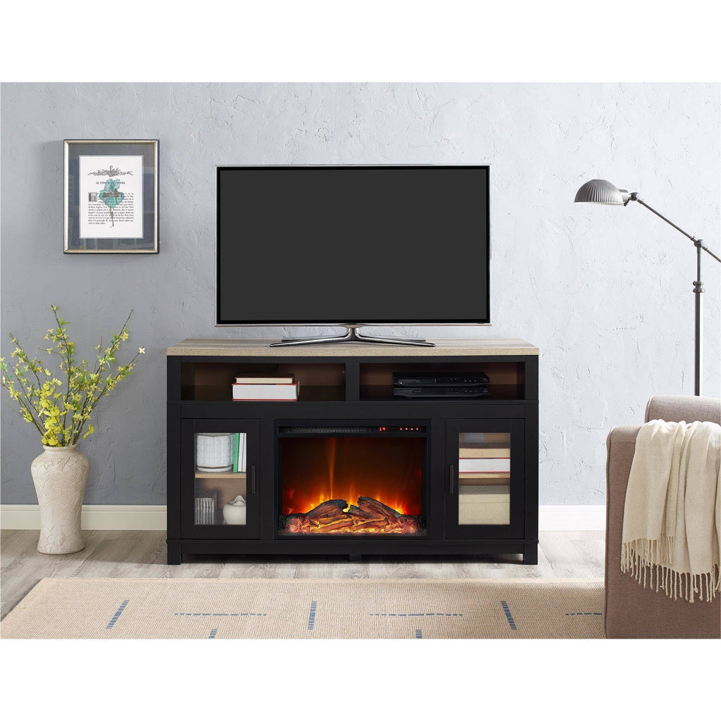Black Electric Fireplace TV Stand F9720