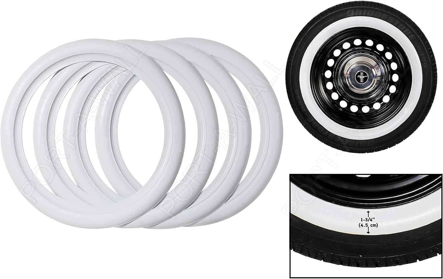 15" White Tire Wall Insert Trim Set 4pcs I299766