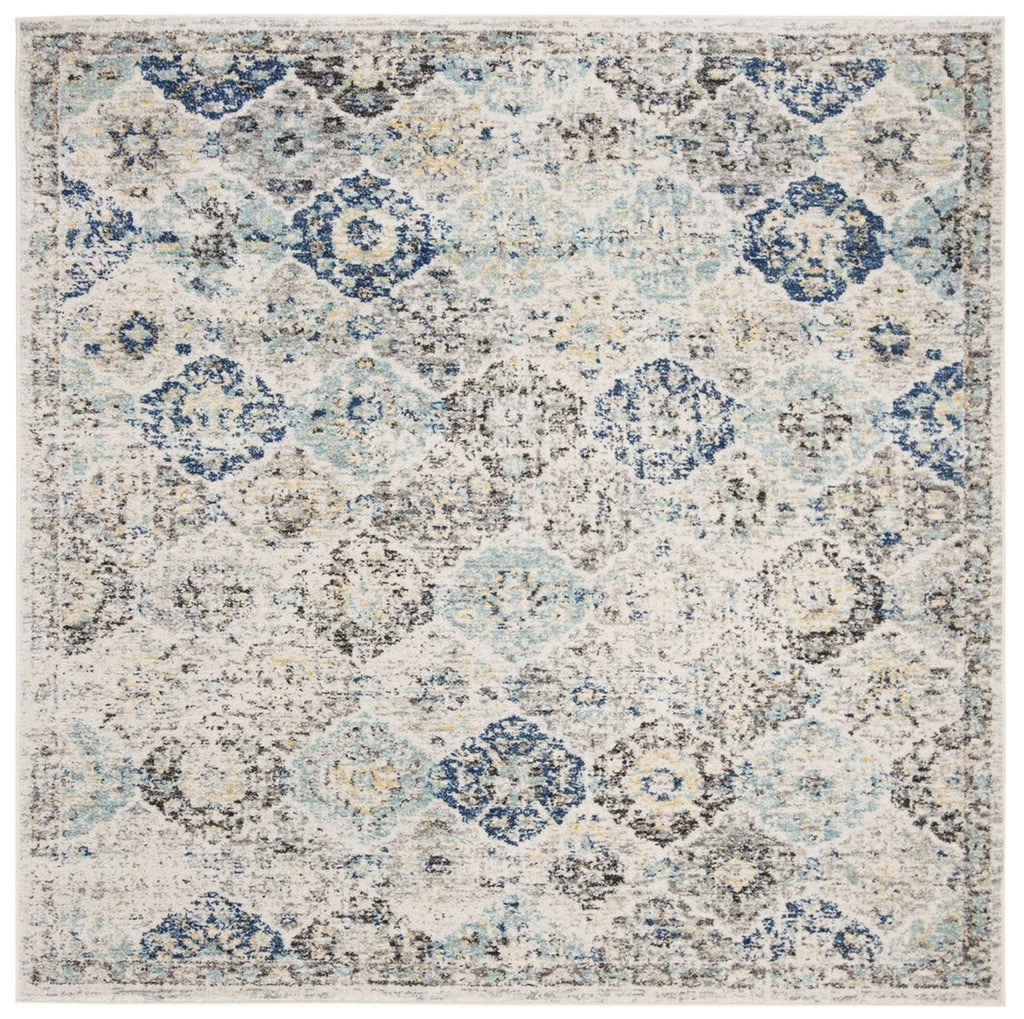 Ivory/Aqua Distressed Area Rug D77746