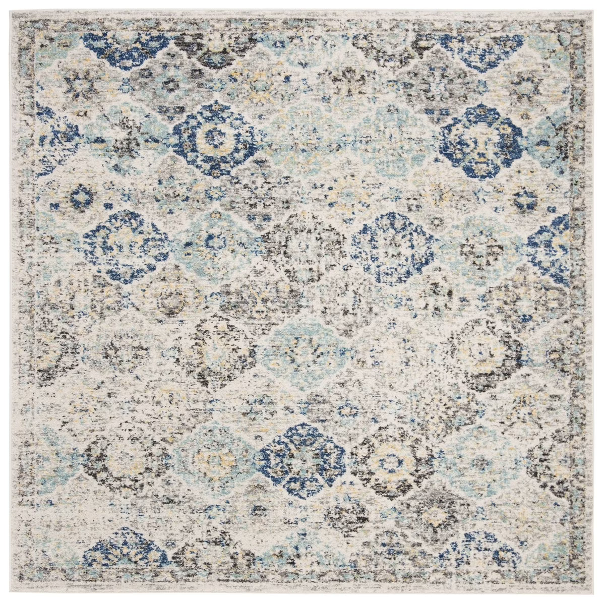 Ivory/Aqua Distressed Area Rug D77746