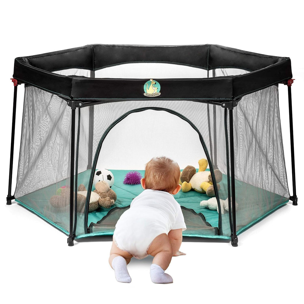 Lightweight Mesh Baby Playpen with Carrying Case (Turquoise) M481847
