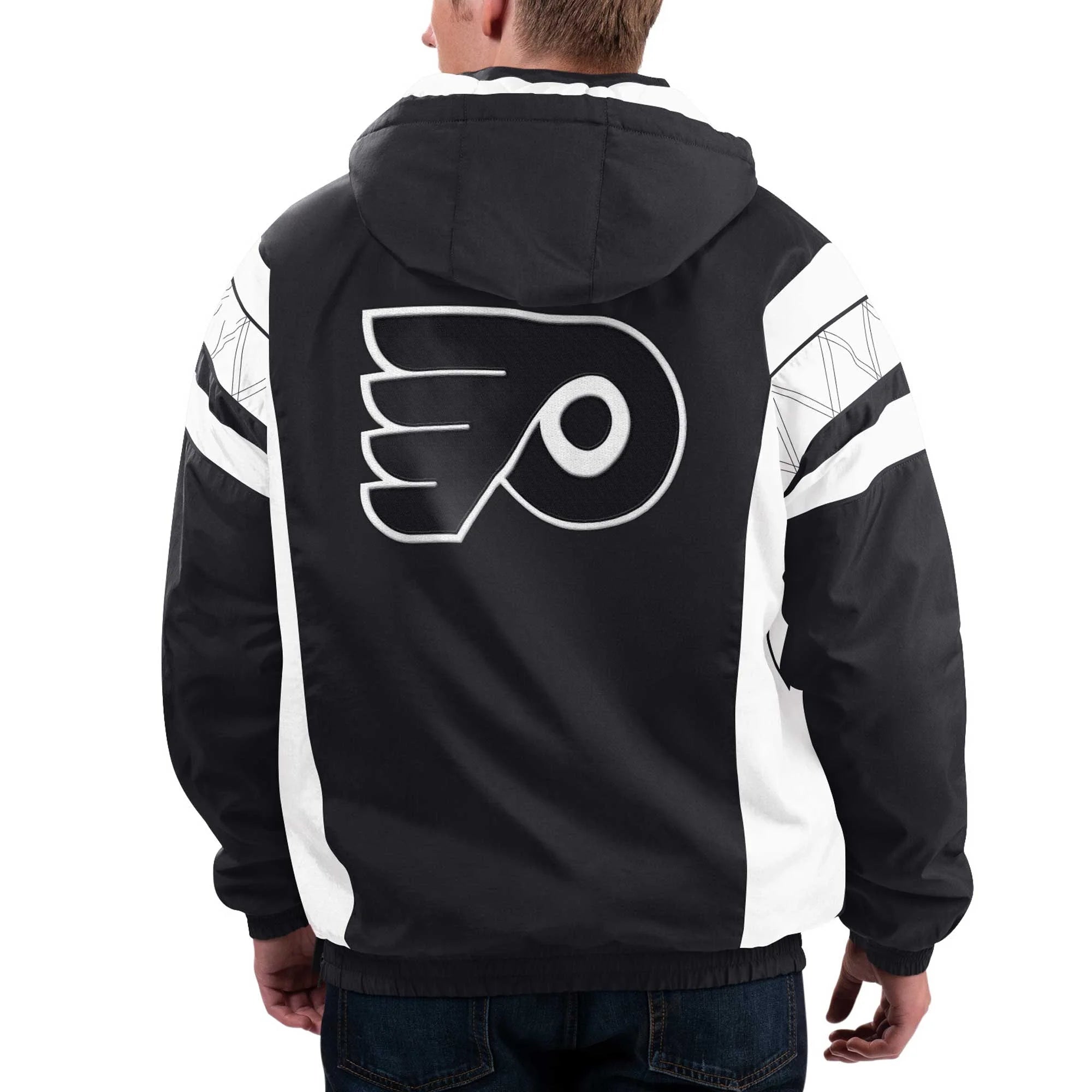 Black Philadelphia Flyers Half-Zip Hoodie Jacket Q572