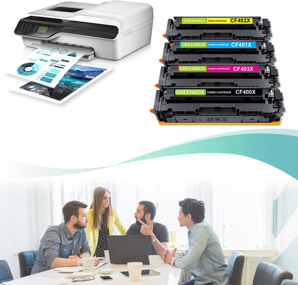 Compatible Toner Cartridge for HP 201X 201A CF400X CF401X CF402X CF403X CF400A (1 Black 1 Cyan 1 Magenta 1 Yellow) J700739