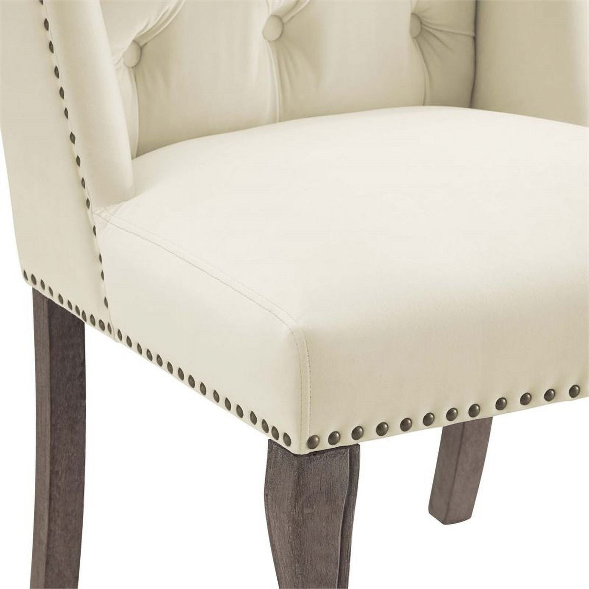 Ivory Velvet Tufted Accent Chair (Set of 2) I357453