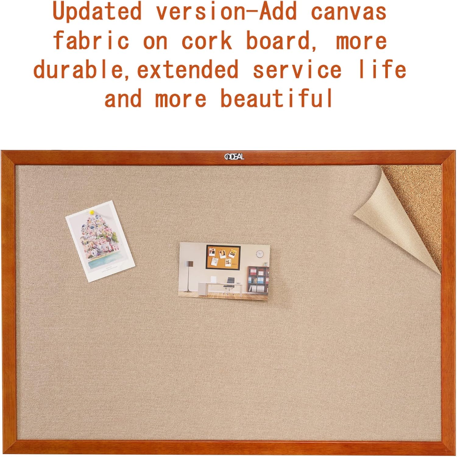 100% Wood Framed Canvas Wall Mounted Bulletin Board 48x36'' K802158