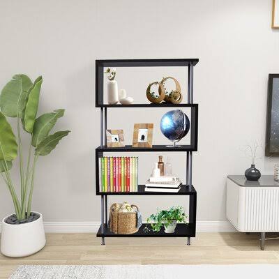 Brown Steel Geometric Bookcase M2377