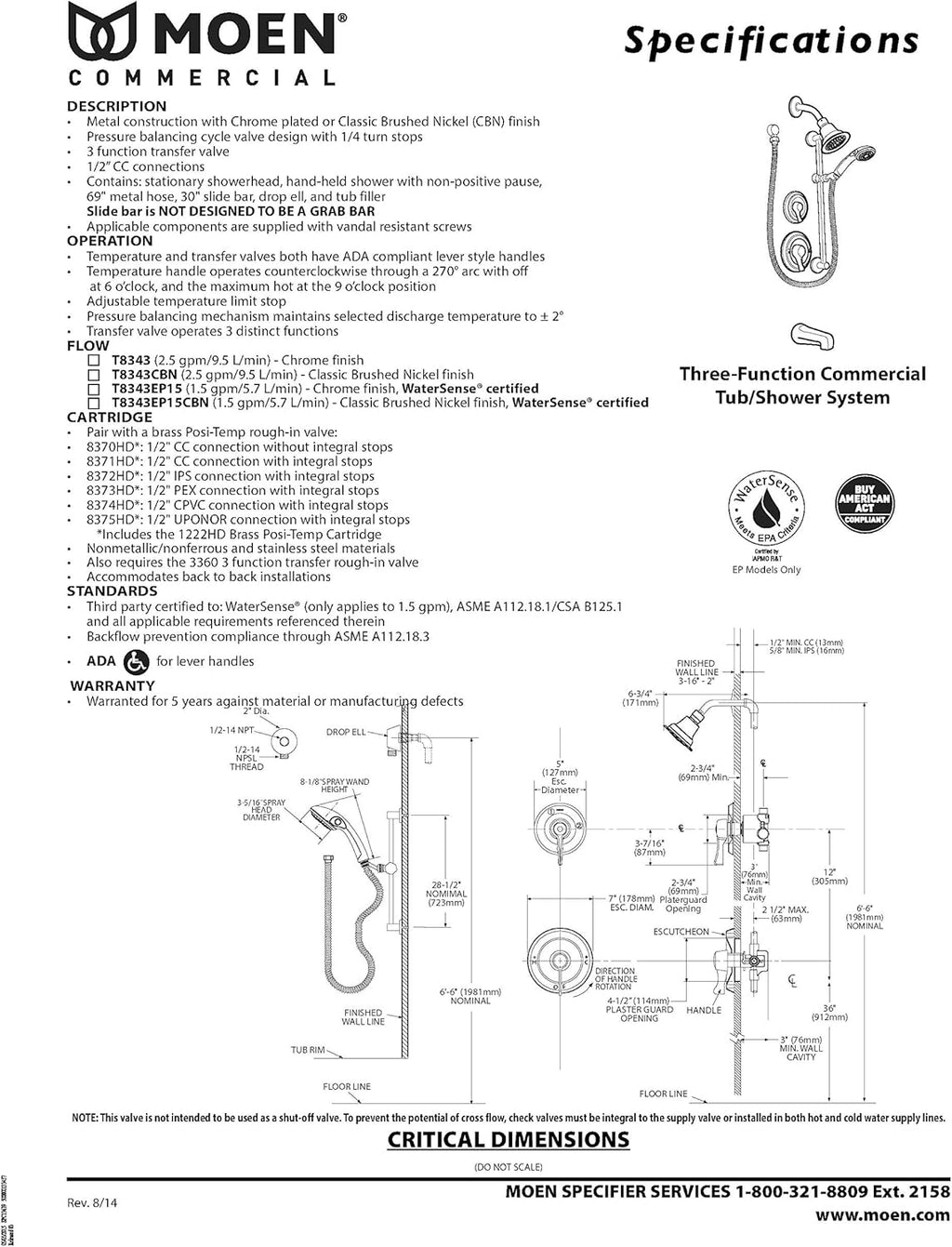 Brushed Nickel PosiTemp Trim Kit without Valve, 2.5-gpm P425