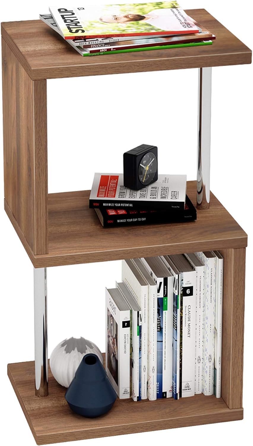 Walnut 5-Tier Steel Frame Ladder Bookshelf N863777