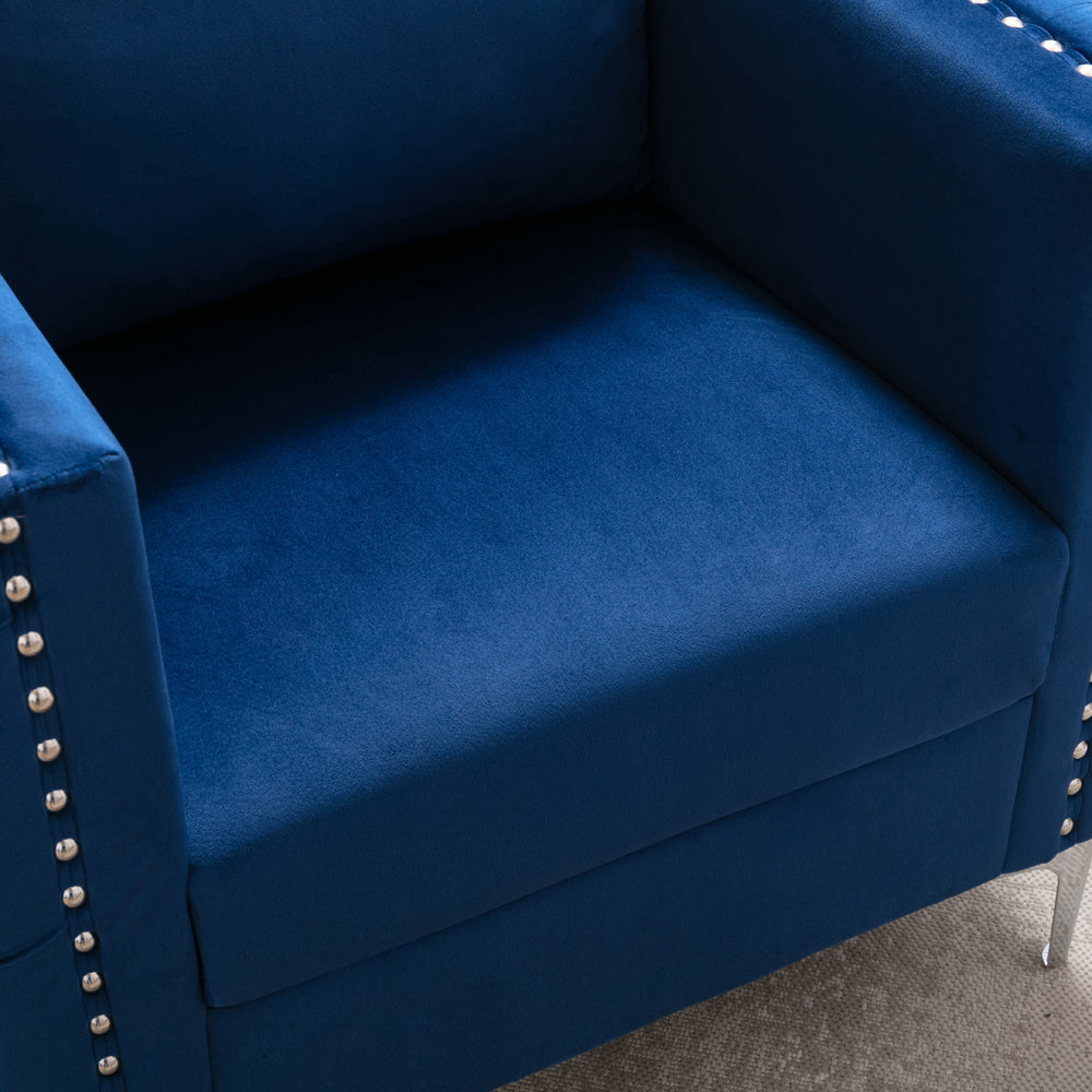 Velvet Tufted Club Chair with Steel Legs I22951