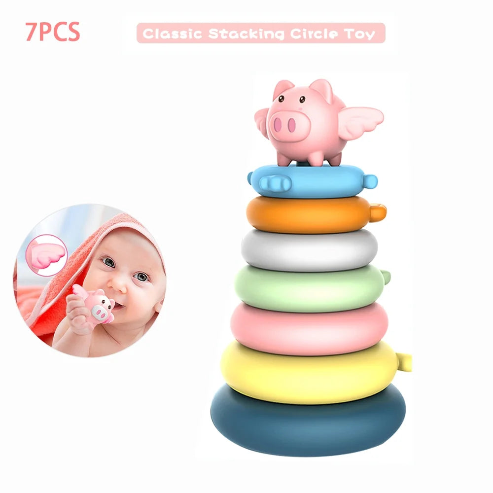 7 Rings Baby Stacking & Nesting Toys Sensory Educational Montessori Blocks P8560
