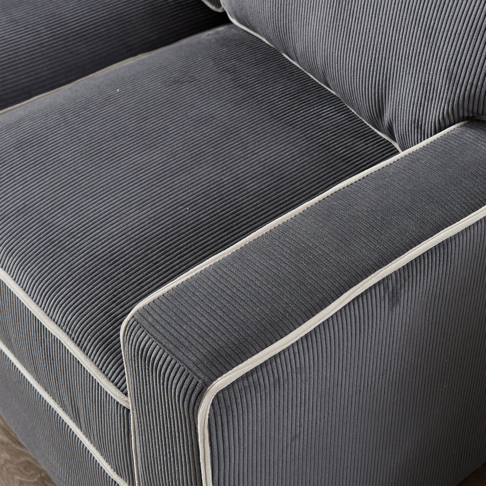Dark Grey Corduroy Sofa Loveseat with Storage N72231