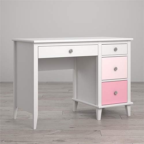2 Piece Kids Bedroom Set with Bookcase and Desk in White and Pink P8631