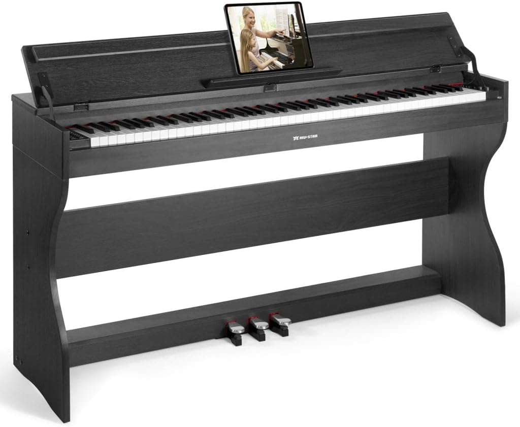 88-Key Weighted Digital Piano, Black/Brown C4129