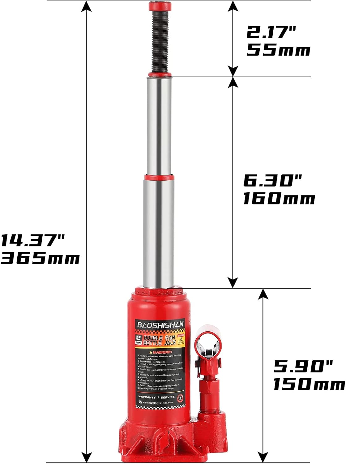 2 Ton Hydraulic Bottle Jack with Carrying Case Pack of 2 L162