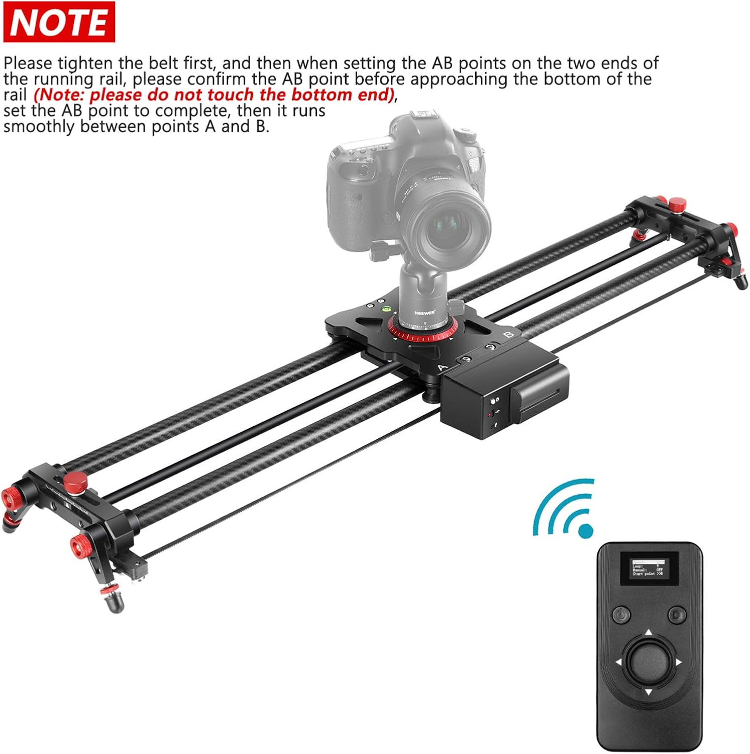 Motorized Camera Slider, 31.5-inch Carbon Fiber Track Rail, Load up to 22 lbs M1009
