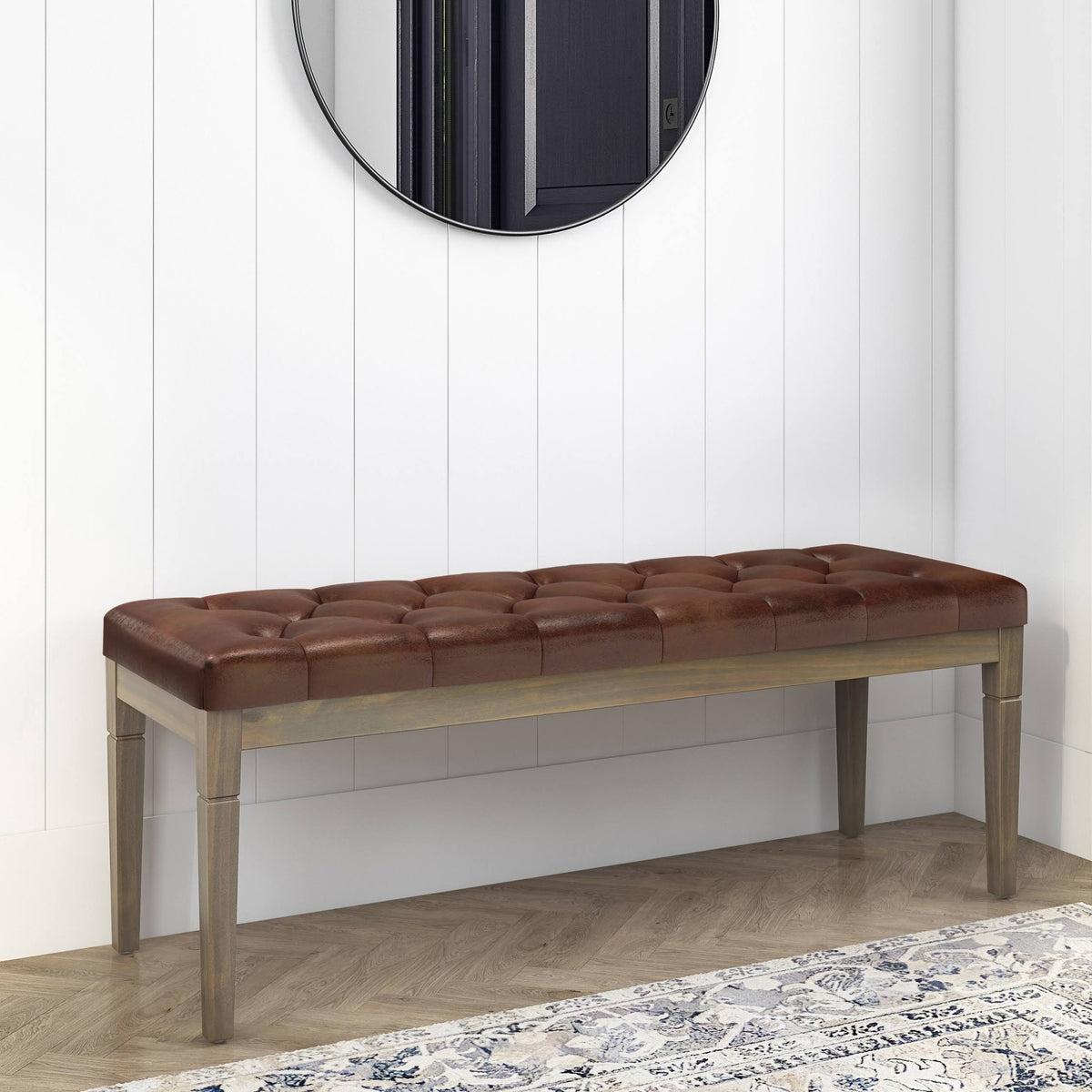 Distressed Saddle Brown Rectangle Ottoman Bench G7036