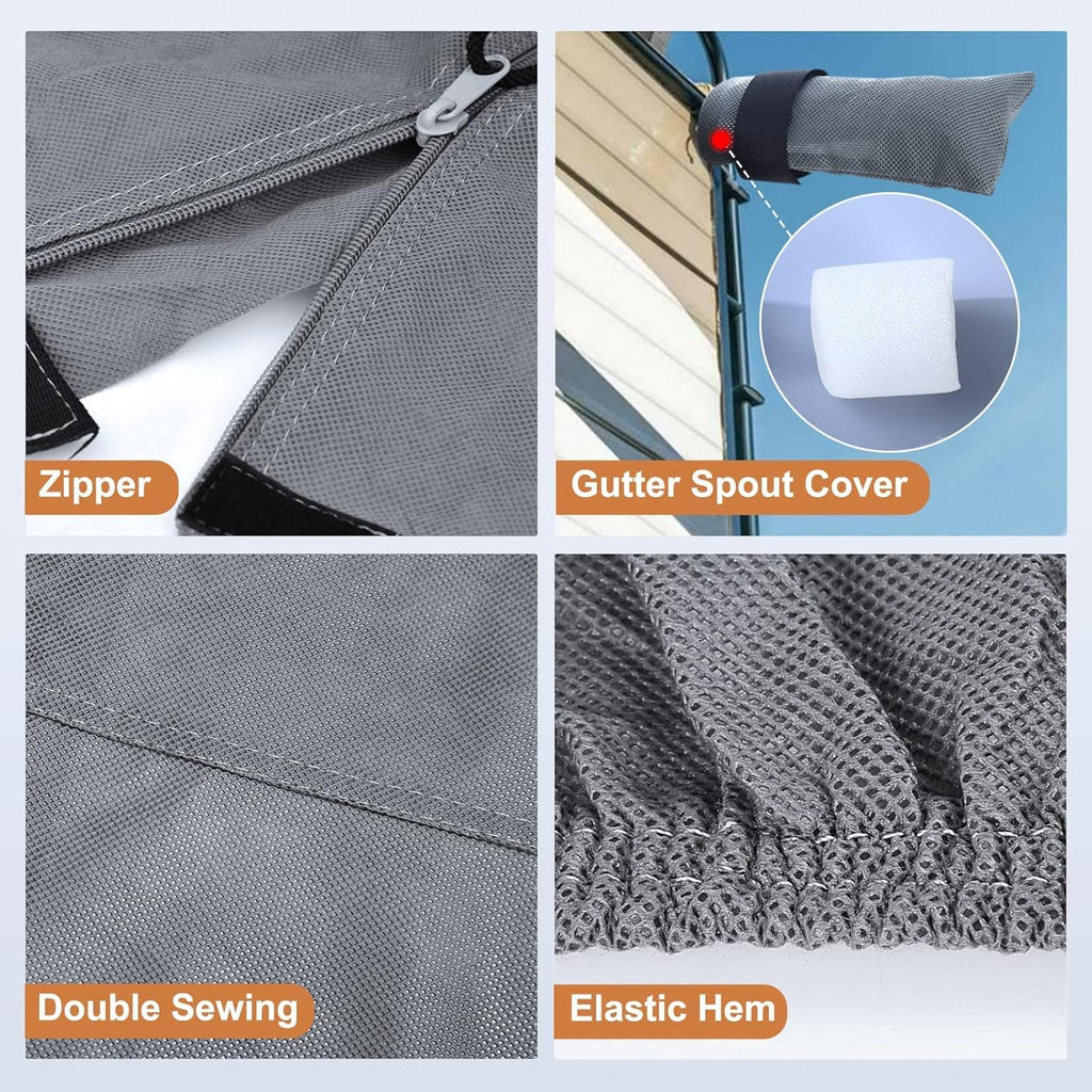 6 Layers Top 5th Wheel RV Cover Anti-UV Camper Cover Breathable Rip-Stop with 2Pcs Extra Straps & Gutter Spout Covers Z809322