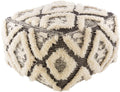 Black Cream Handmade Wool Pouf P163