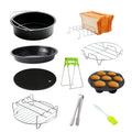 10Pcs Air Fryer Accessory Kit Baking Pan Rack Pizza Tray Metal Holder Cupcake Mould Set S196024
