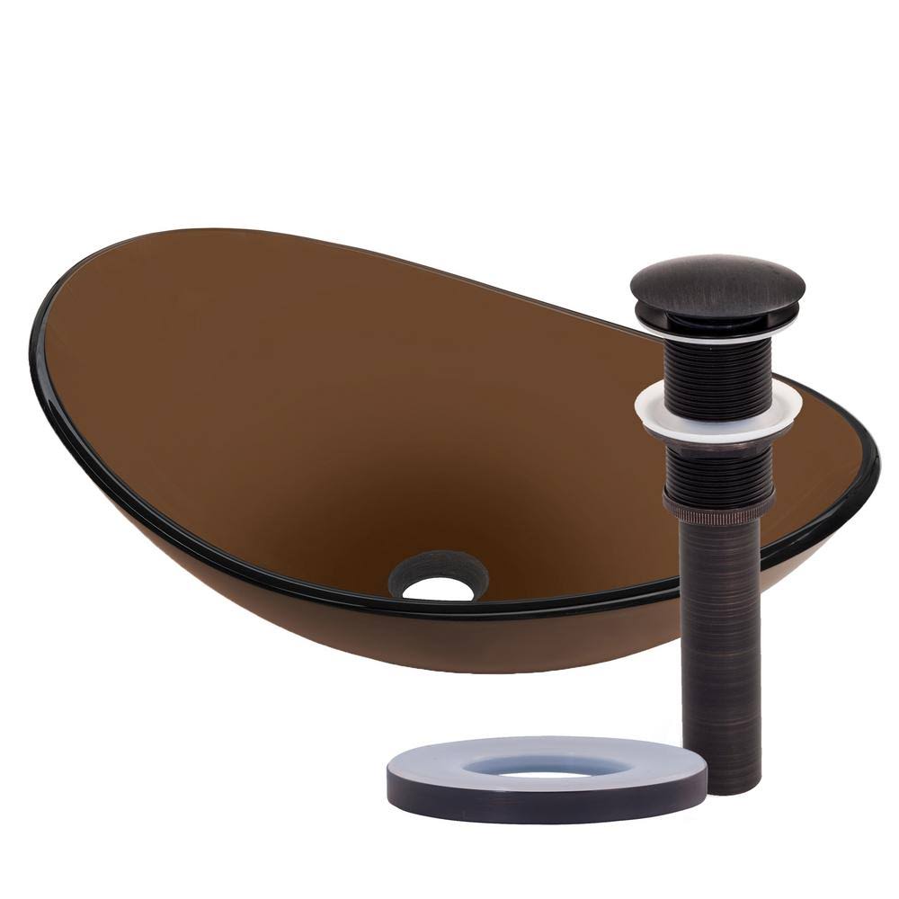 Oil Rubbed Bronze Glass Vessel Bathroom Sink Set W19301