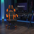 Black & Orange Gaming Chair with Footrest D64066