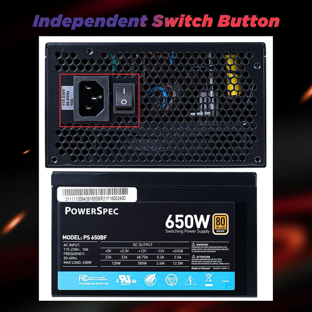 650W 80 Plus Bronze Non-Modular ATX Power Supply D6470