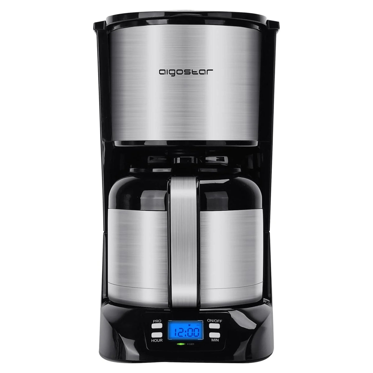 Black Stainless Steel Thermal Coffee Maker with Timer and Reusable Filter Q3497