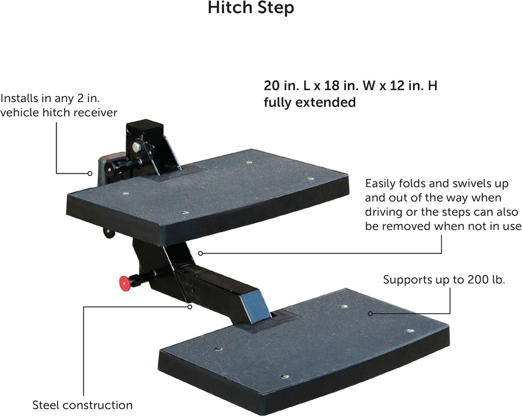 Dog Hitch Step for 2 Inch Vehicle Hitch, Folds Down, Supports Pets up to 200 lb O239