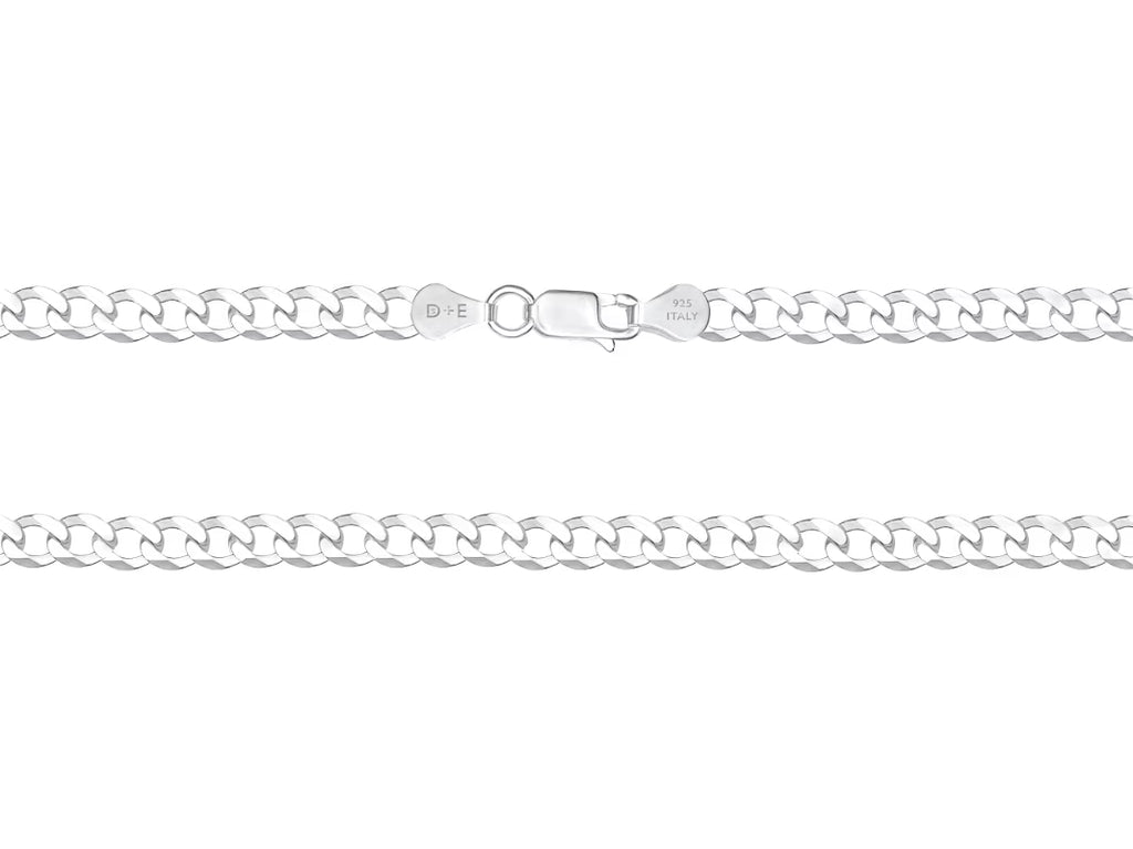 Solid 925 Sterling Silver 20” Curb Chain Necklace X4355