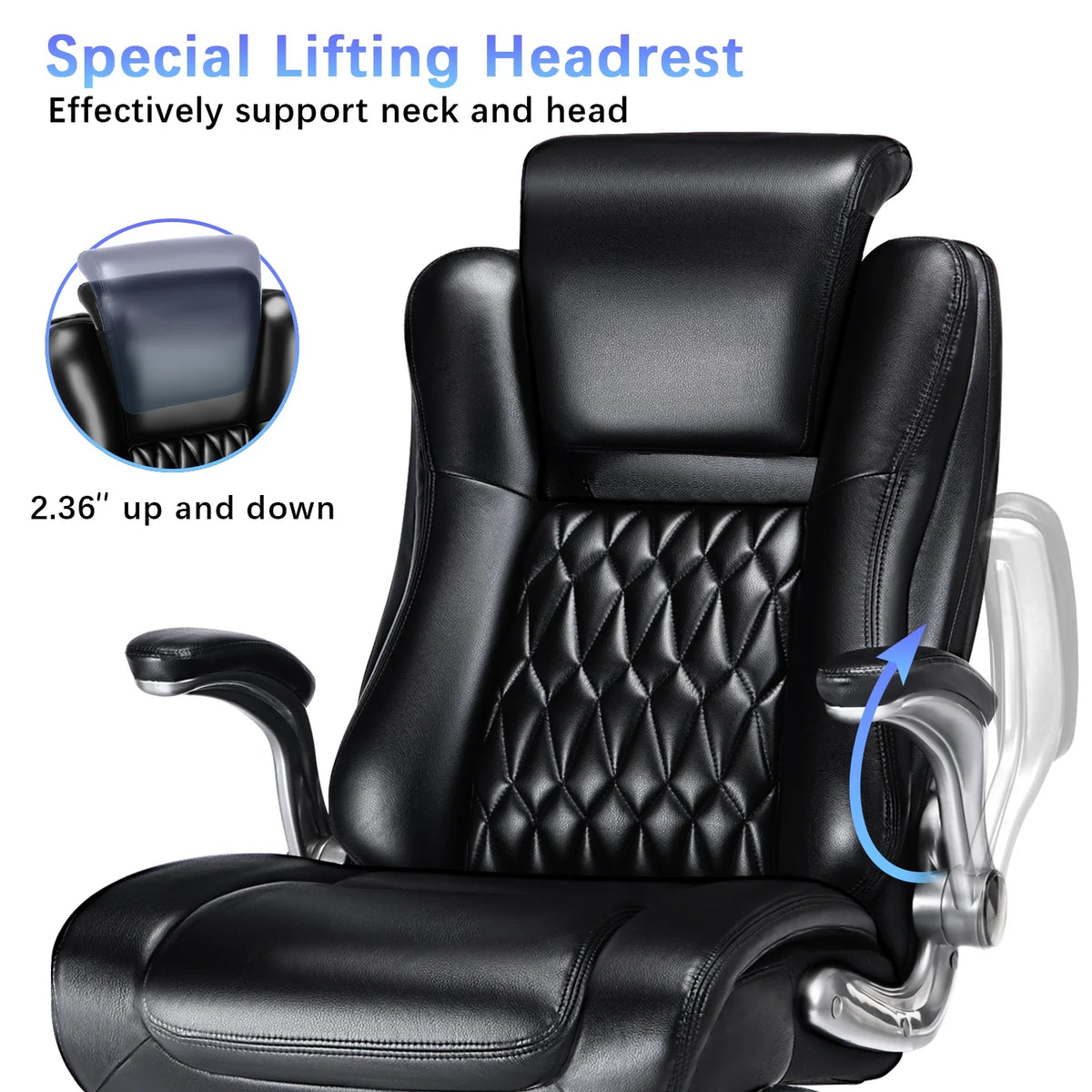 Ergonomic Office Chair with Flip-up Armrests, Black N243