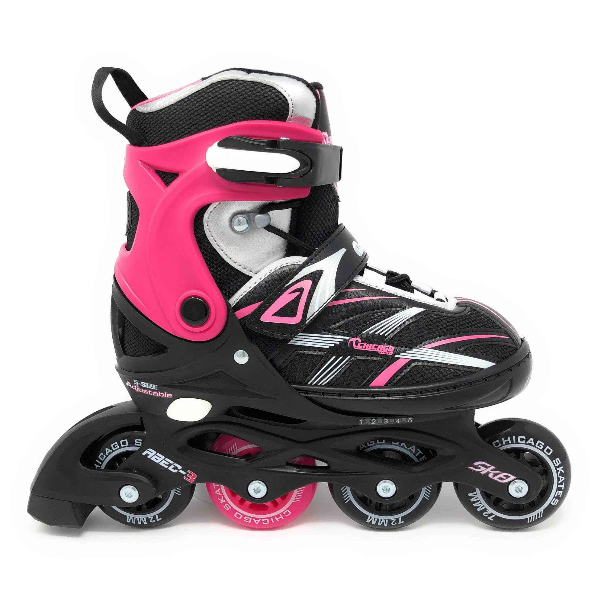 Adjustable Kids' Inline Skates Black/Pink W7969