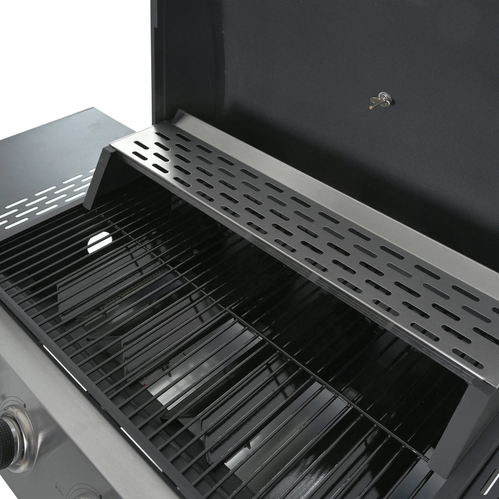 4 Burner Propane Gas Grill with Thermometer, 2 Prep Tables A18184