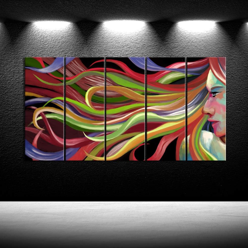 Abstract Pop Art Woman Canvas Wall Art 5 Pieces 12x32inch U464