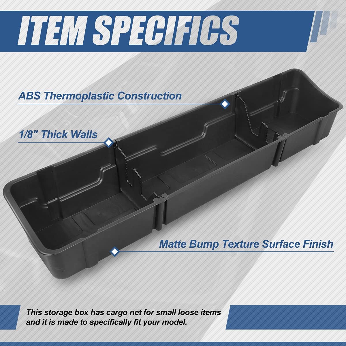 Matte Black Under Seat Cargo Storage Box Organizer G9407
