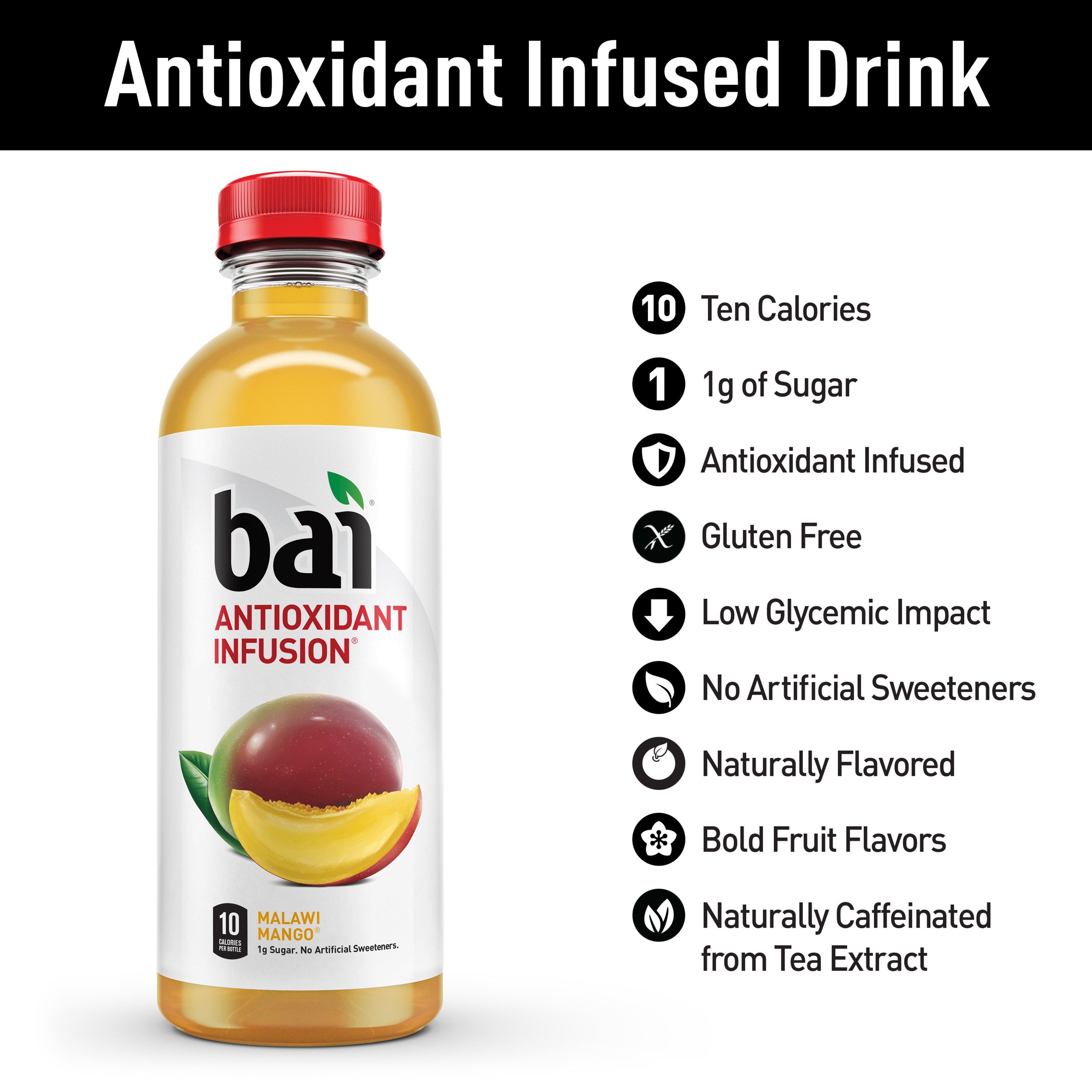 Gluten-Free Malawi Mango Antioxidant Infused Drink, 18 Fl Oz, 12 Pack Bottles P1597