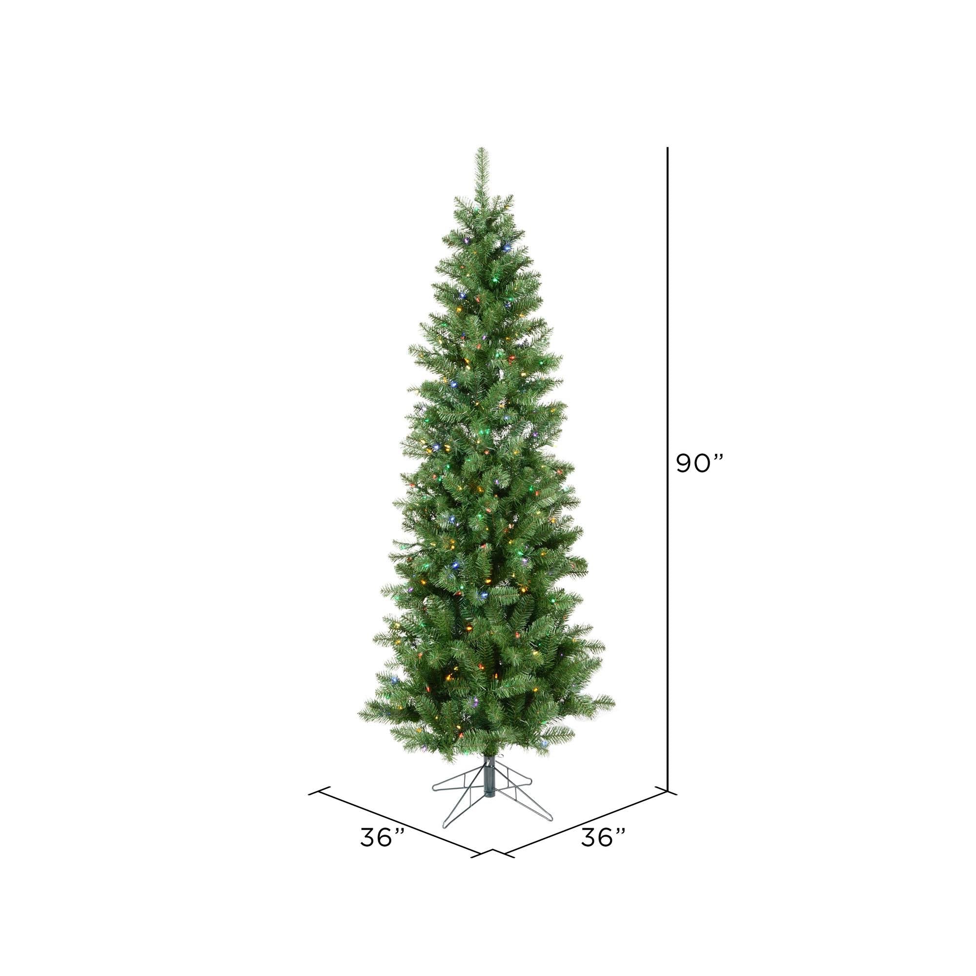 7.5 ft Salem Pencil Pine Christmas Tree with Multi-Colored LED Lights X6225