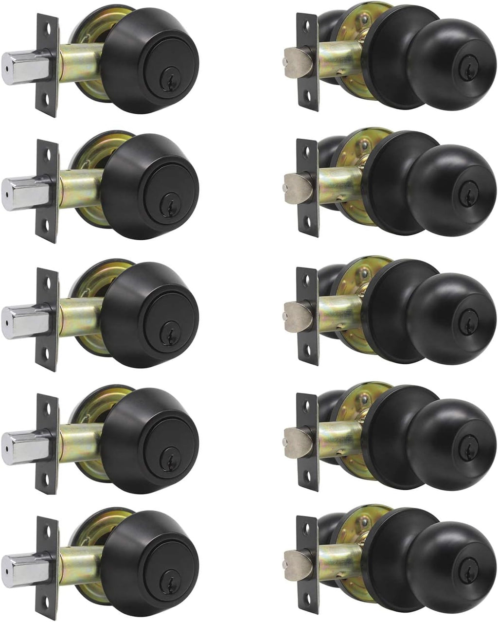 Entry Door Knob and Deadbolt Lock Set with Single Cylinder Deadbolt Keyed Alike Combo Pack P466323