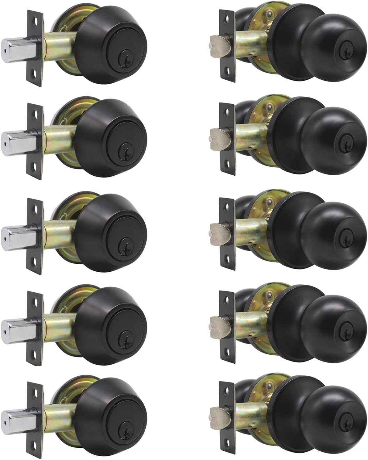 Entry Door Knob and Deadbolt Lock Set with Single Cylinder Deadbolt Keyed Alike Combo Pack P466323