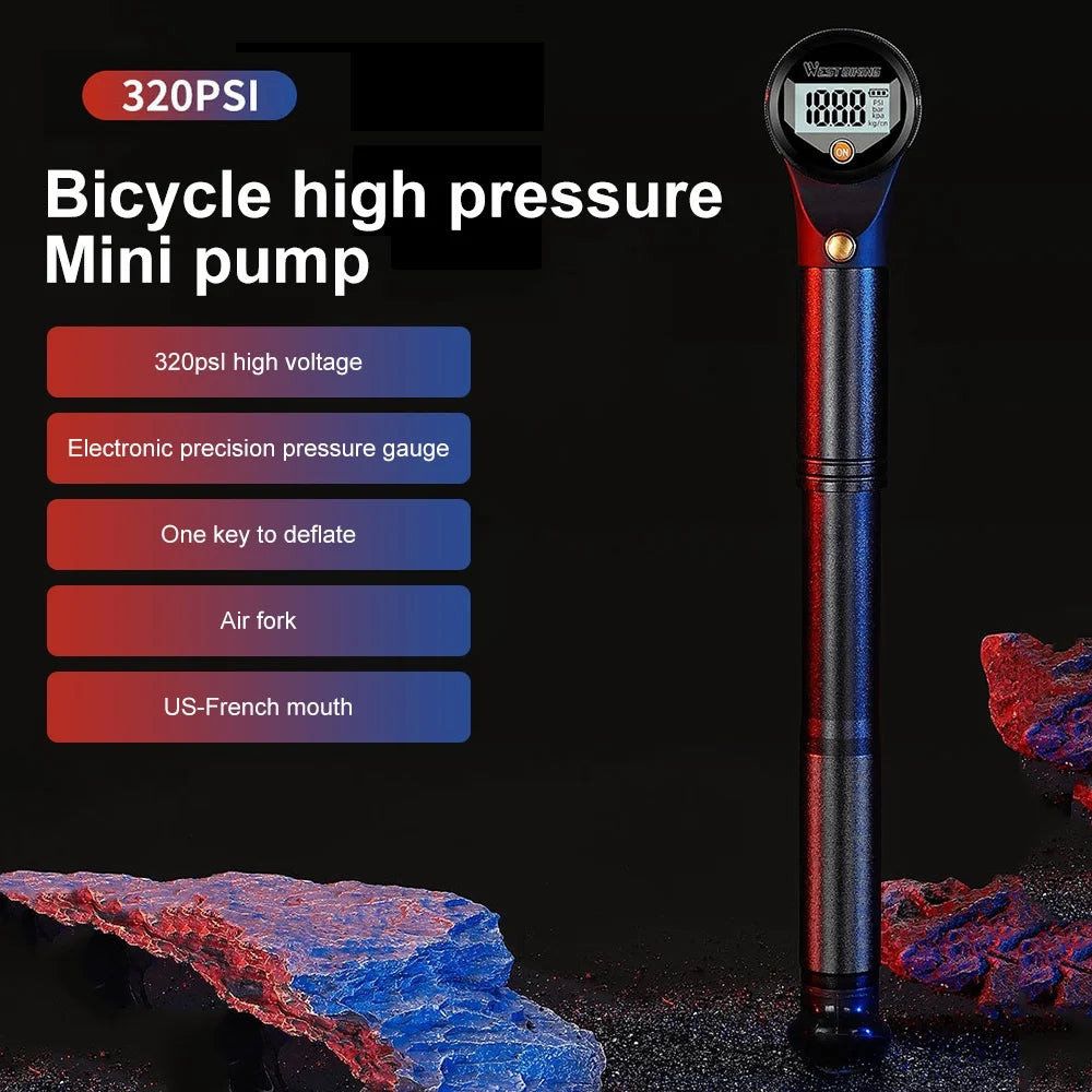 320PSI High Pressure Bike Air Shock Pump Digital Gauge V8926