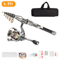 Telescopic Fishing Rod Spinning Reels Combos Full Kit with Bag 100M Line Y2229