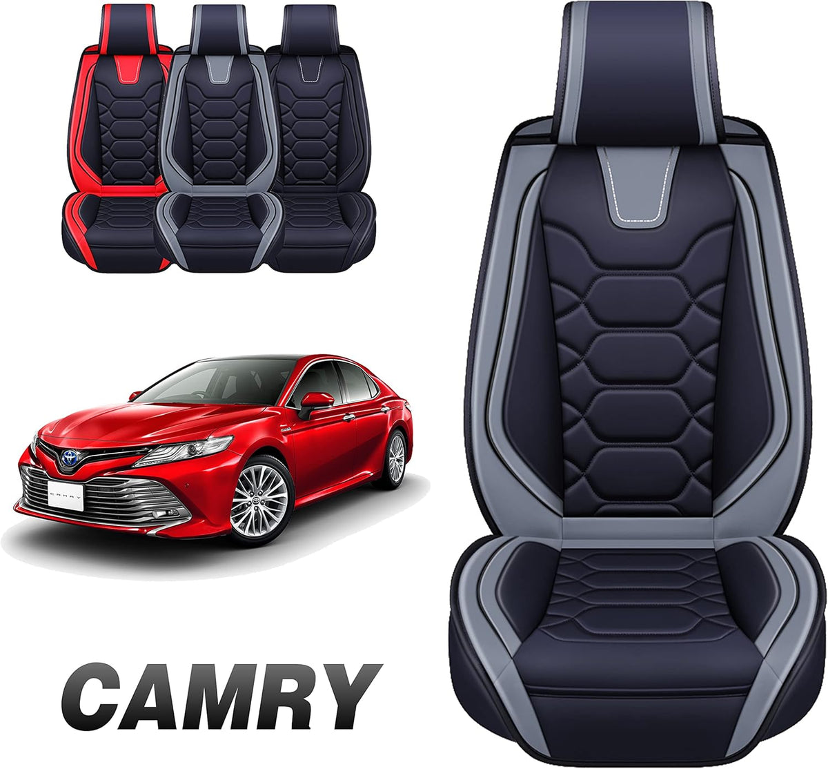 Black Leather Seat Cover Front Pairs M4619