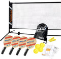 Complete Beginner Pickleball Set with Portable Net, 4 Paddles, 4 Pickleballs, Drawstring Bag, Line Chalk B4603