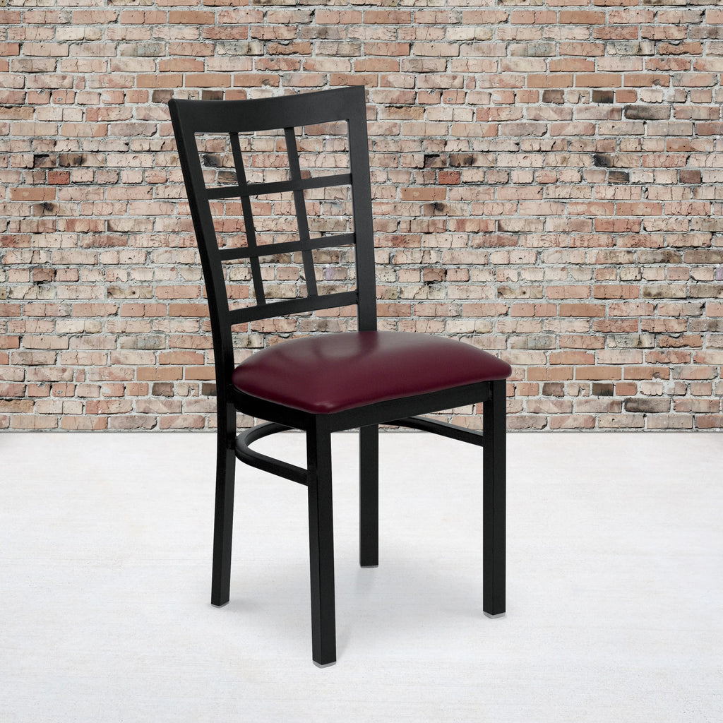 Burgundy Vinyl Seat Metal Restaurant Chair E427