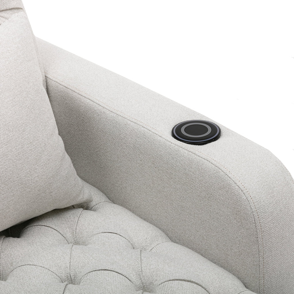 Beige Tufted 3 in 1 Sleeper Sofa with Pillow H2009