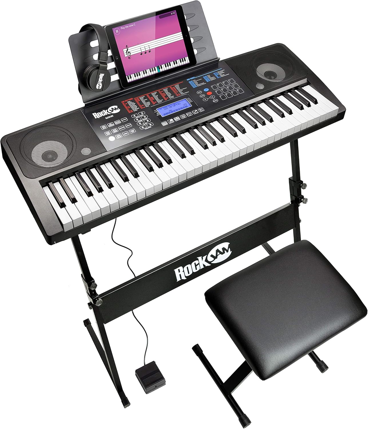 61 Key Keyboard Piano With LCD Display Kit, Keyboard Stand, Piano Bench, Headphones D2311