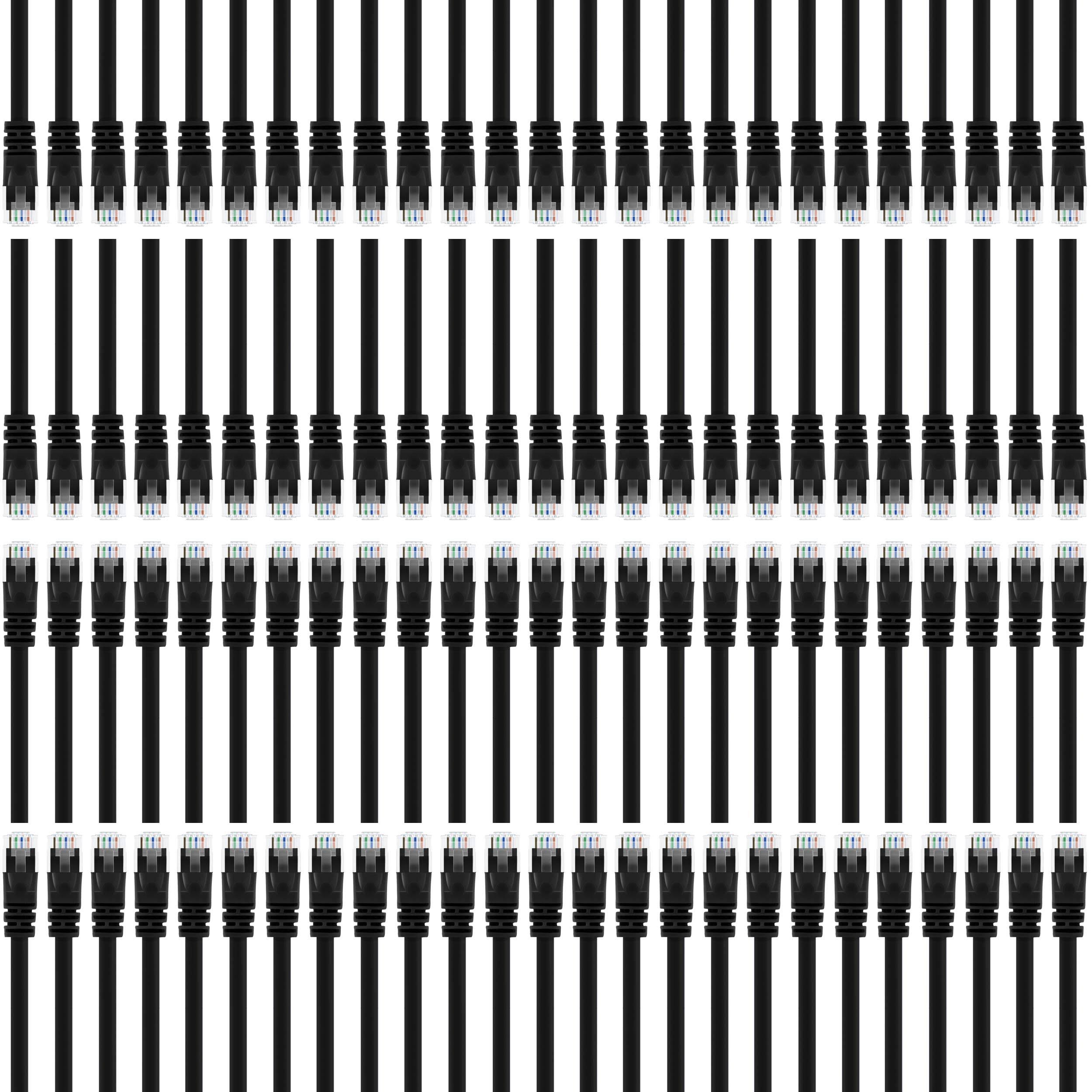 100-Pack Cat 6 Ethernet Cable 2 Feet Black X435690