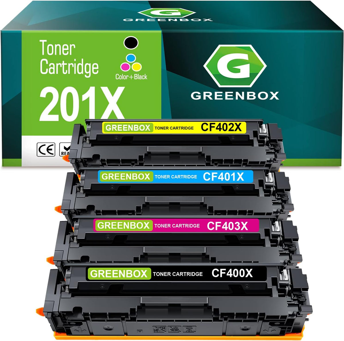 Compatible Toner Cartridge for HP 201X 201A CF400X CF401X CF402X CF403X CF400A (1 Black 1 Cyan 1 Magenta 1 Yellow) J700739